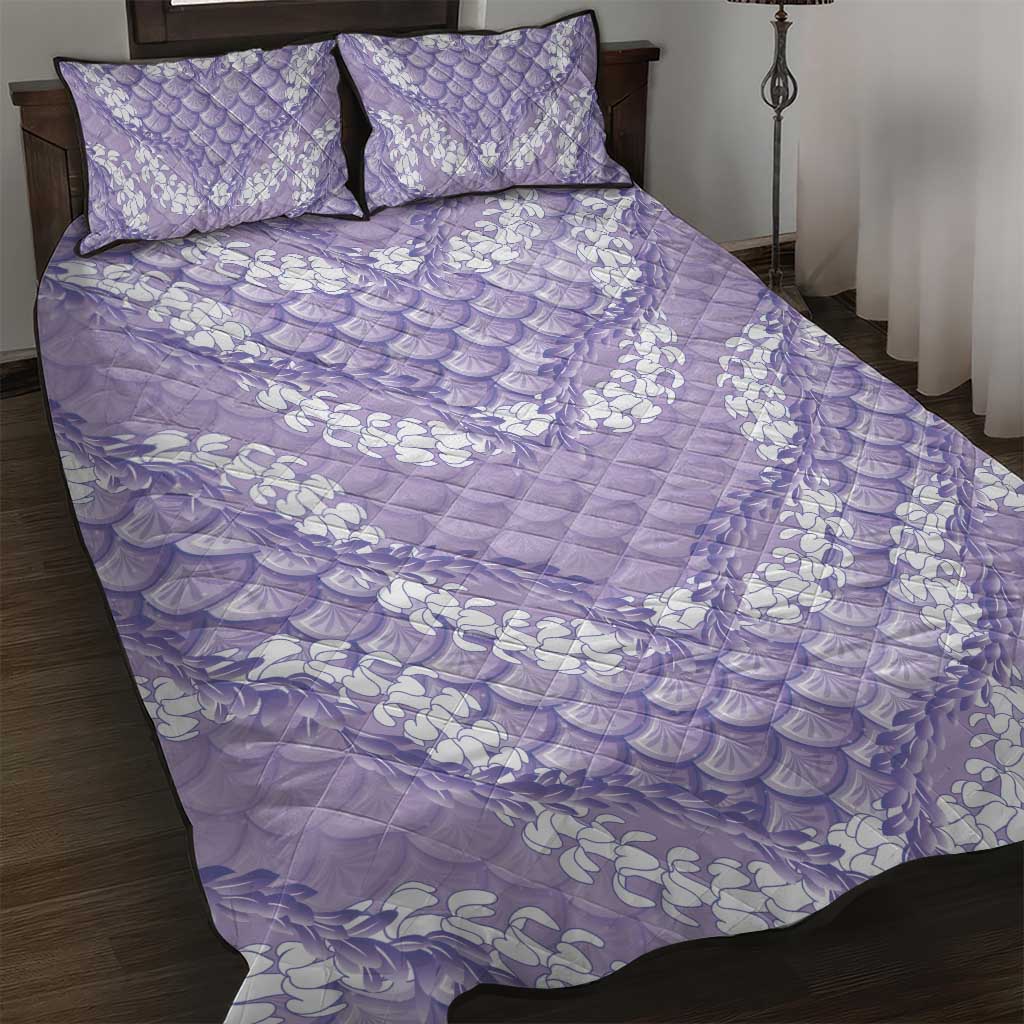 Lilac Mermaid Puakenikeni Maile Lei Quilt Bed Set LT01 Purple - Polynesian Pride