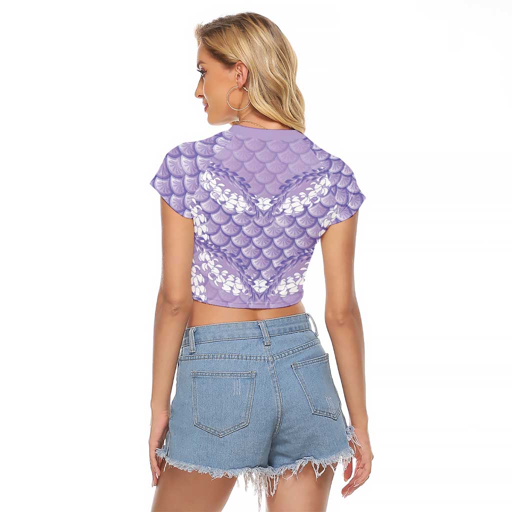 Lilac Mermaid Puakenikeni Maile Lei Raglan Cropped T Shirt