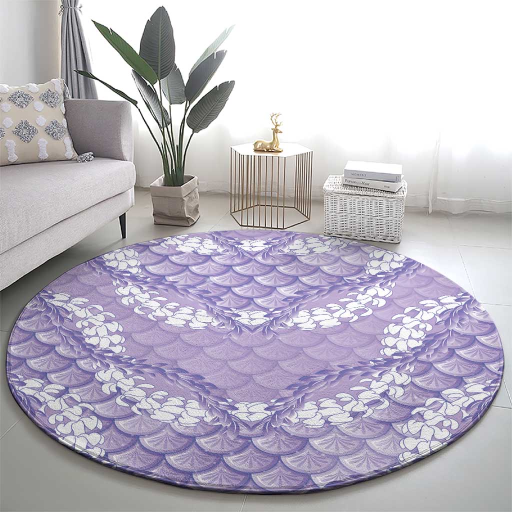 Lilac Mermaid Puakenikeni Maile Lei Round Carpet LT01 - Polynesian Pride