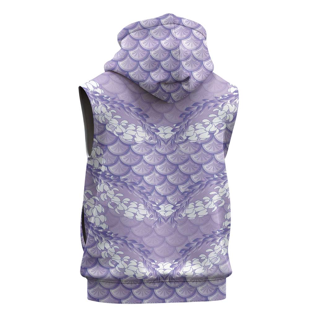 Lilac Mermaid Puakenikeni Maile Lei Sleeveless Zip Hoodie LT01 - Polynesian Pride