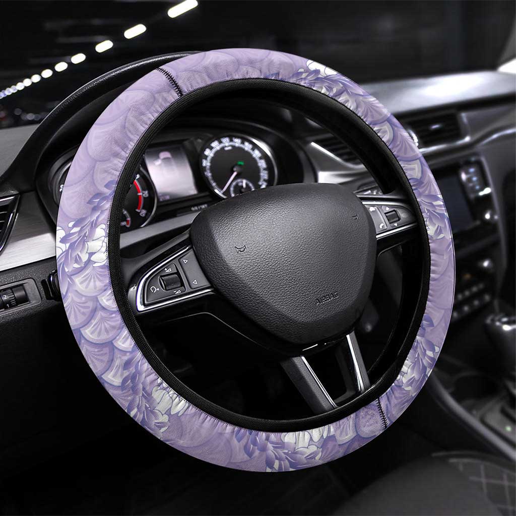 Lilac Mermaid Puakenikeni Maile Lei Steering Wheel Cover