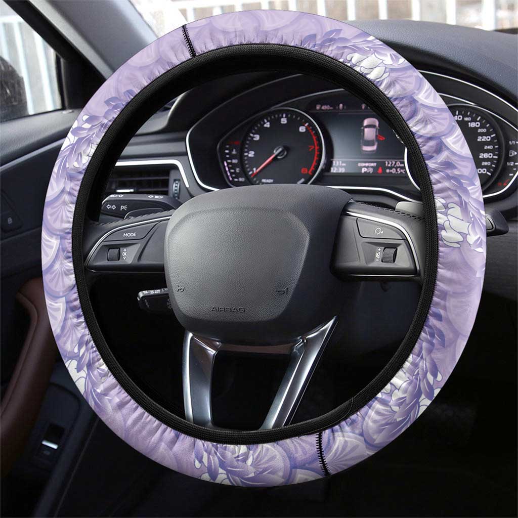 Lilac Mermaid Puakenikeni Maile Lei Steering Wheel Cover