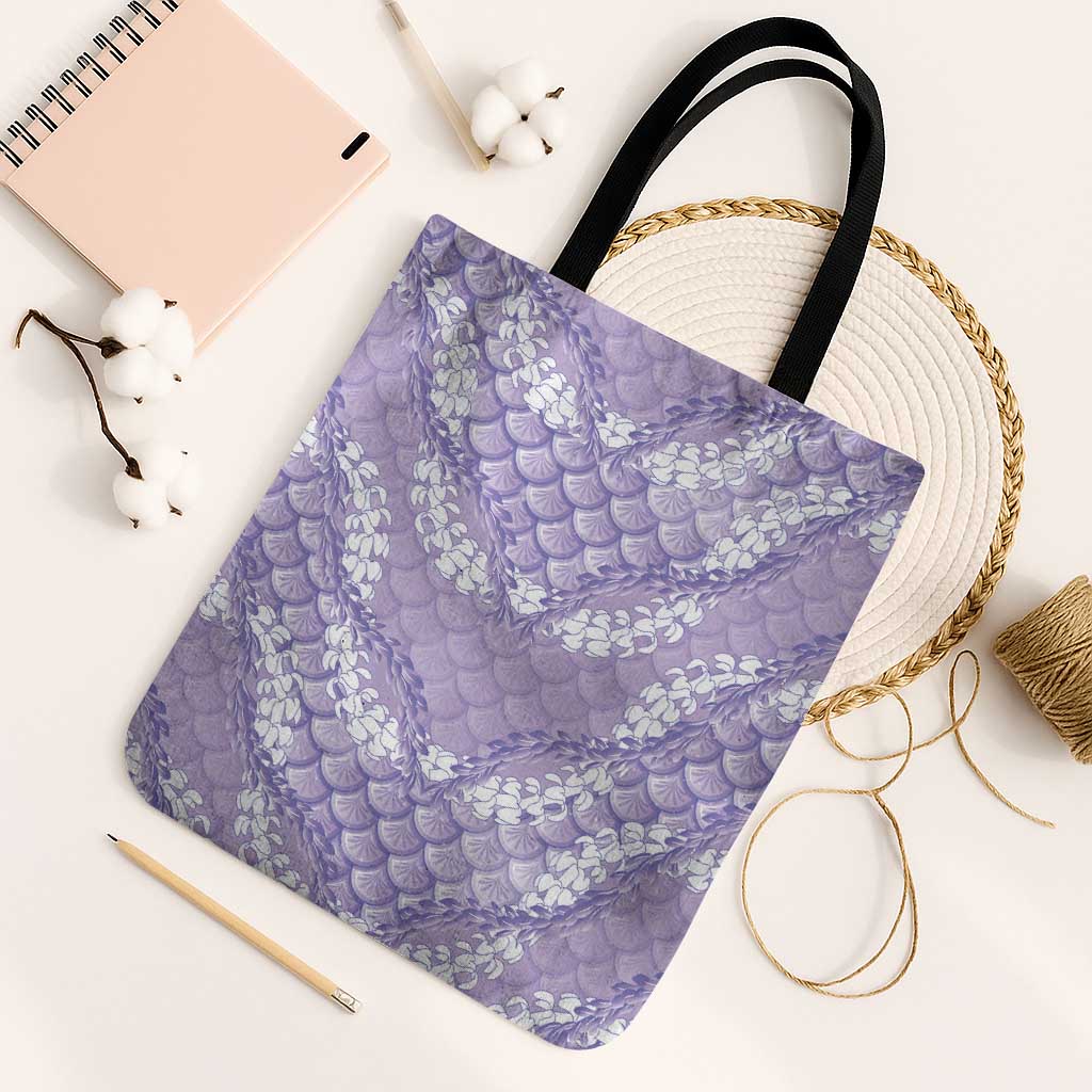 Lilac Mermaid Puakenikeni Maile Lei Tote Bag LT01 Black Strap One Size Purple - Polynesian Pride