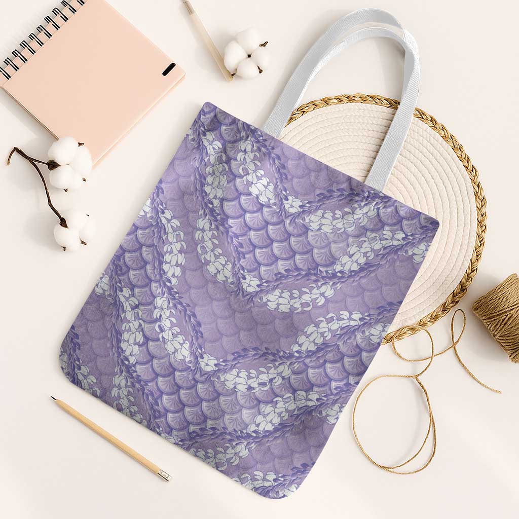 Lilac Mermaid Puakenikeni Maile Lei Tote Bag LT01 White Strap One Size Purple - Polynesian Pride
