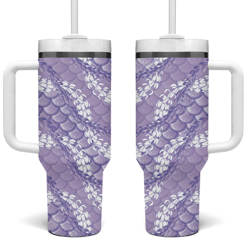 Lilac Mermaid Puakenikeni Maile Lei Tumbler With Handle