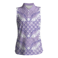Lilac Mermaid Puakenikeni Maile Lei Women Sleeveless Polo Shirt