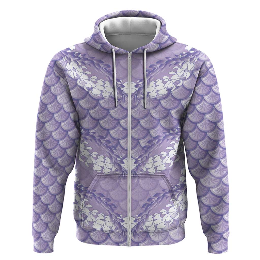 Lilac Mermaid Puakenikeni Maile Lei Zip Hoodie LT01 Zip Hoodie Purple - Polynesian Pride