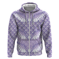 Lilac Mermaid Puakenikeni Maile Lei Zip Hoodie LT01 Zip Hoodie Purple - Polynesian Pride