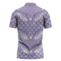 Lilac Mermaid Puakenikeni Maile Lei Zipper Polo Shirt