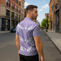 Lilac Mermaid Puakenikeni Maile Lei Zipper Polo Shirt