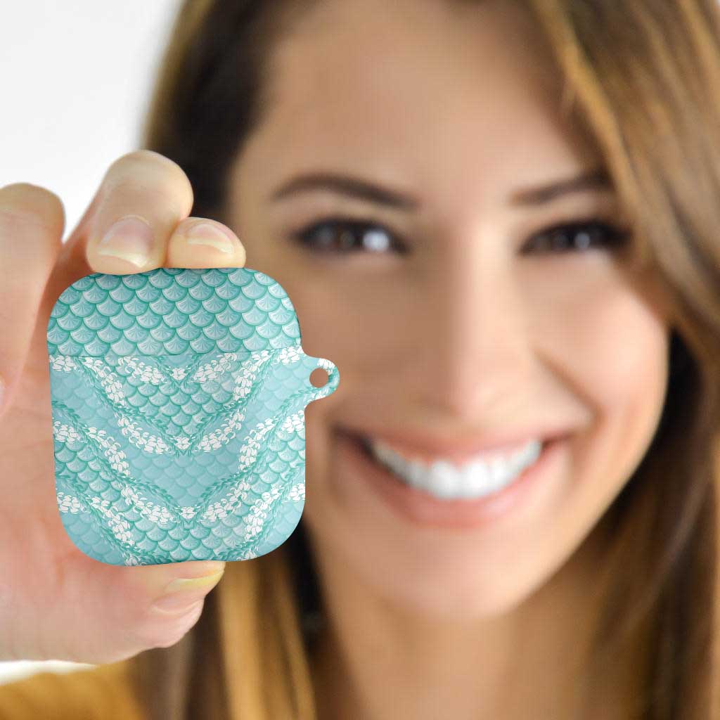 Light Turquoise Mermaid Puakenikeni Maile Lei AirPods Case