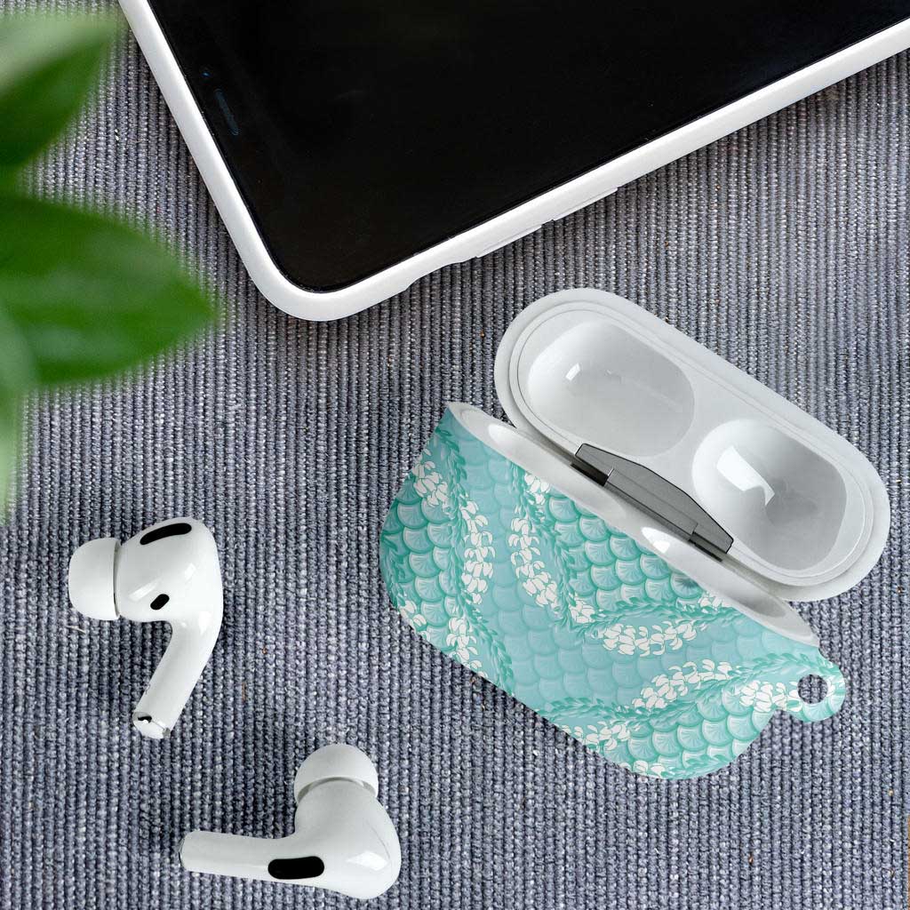 Light Turquoise Mermaid Puakenikeni Maile Lei AirPods Case