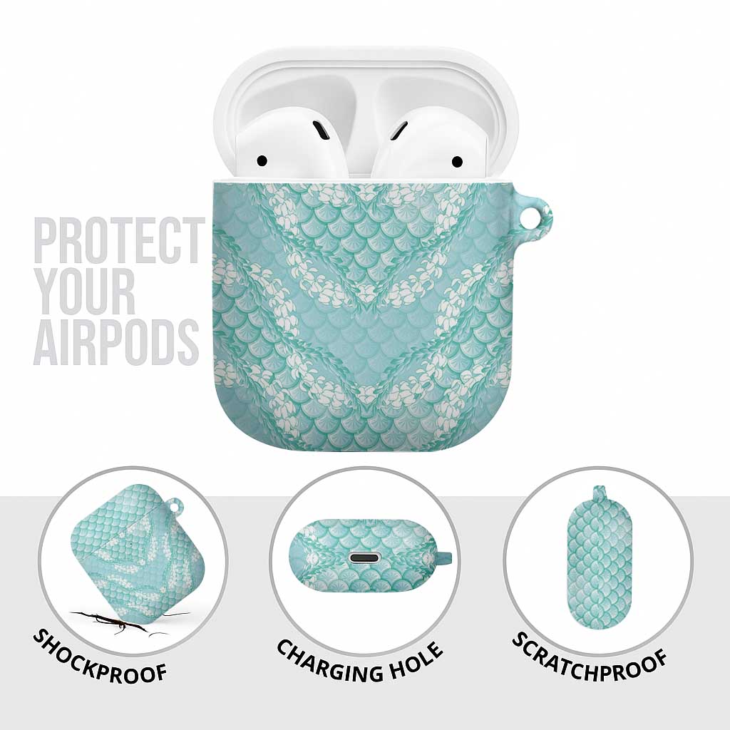 Light Turquoise Mermaid Puakenikeni Maile Lei AirPods Case