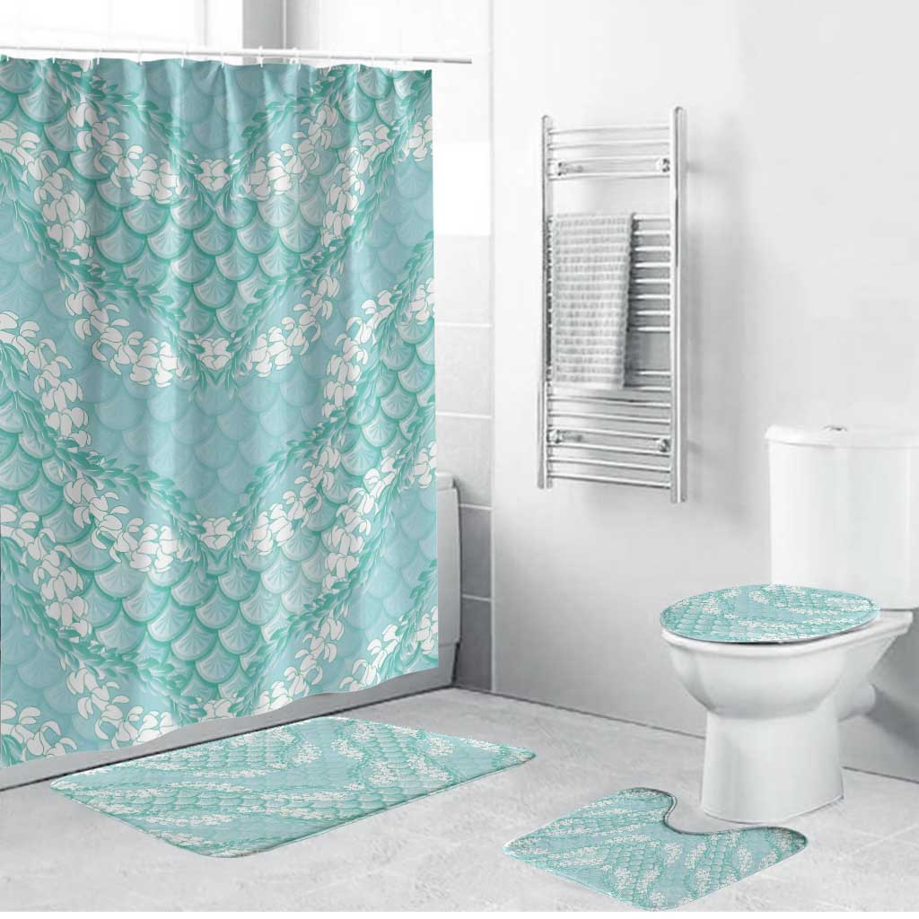 Light Turquoise Mermaid Puakenikeni Maile Lei Bathroom Set