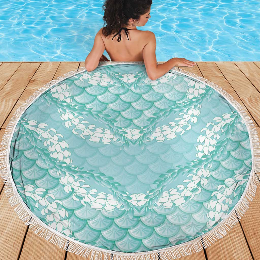 Light Turquoise Mermaid Puakenikeni Maile Lei Beach Blanket