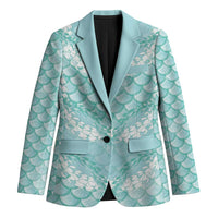 Light Turquoise Mermaid Puakenikeni Maile Lei Blazer