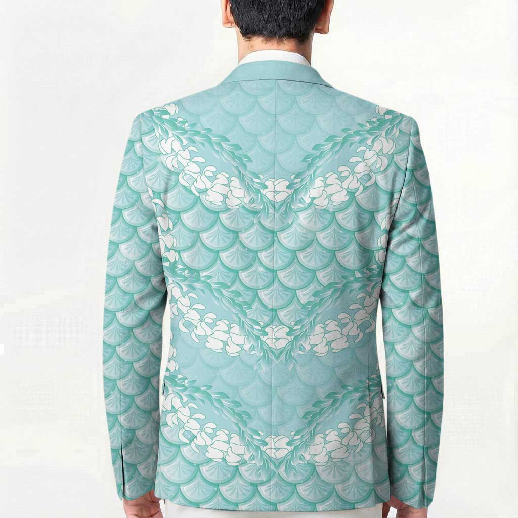 Light Turquoise Mermaid Puakenikeni Maile Lei Blazer