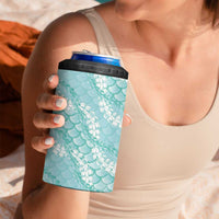 Light Turquoise Mermaid Puakenikeni Maile Lei 4 in 1 Can Cooler Tumbler LT01 - Polynesian Pride