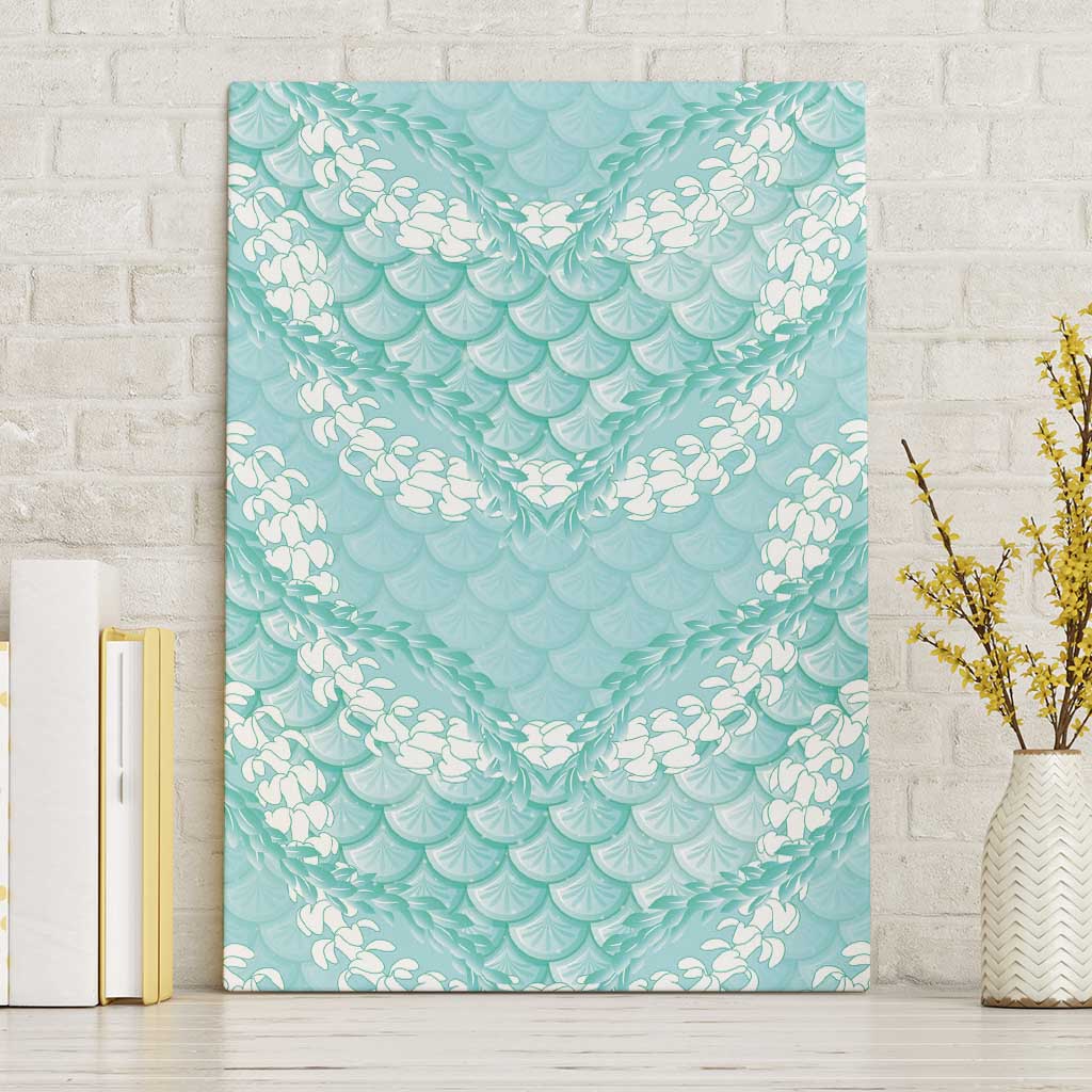 Light Turquoise Mermaid Puakenikeni Maile Lei Canvas Wall Art LT01 Without Frame Turquoise - Polynesian Pride