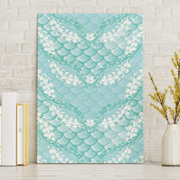 Light Turquoise Mermaid Puakenikeni Maile Lei Canvas Wall Art LT01 Without Frame Turquoise - Polynesian Pride
