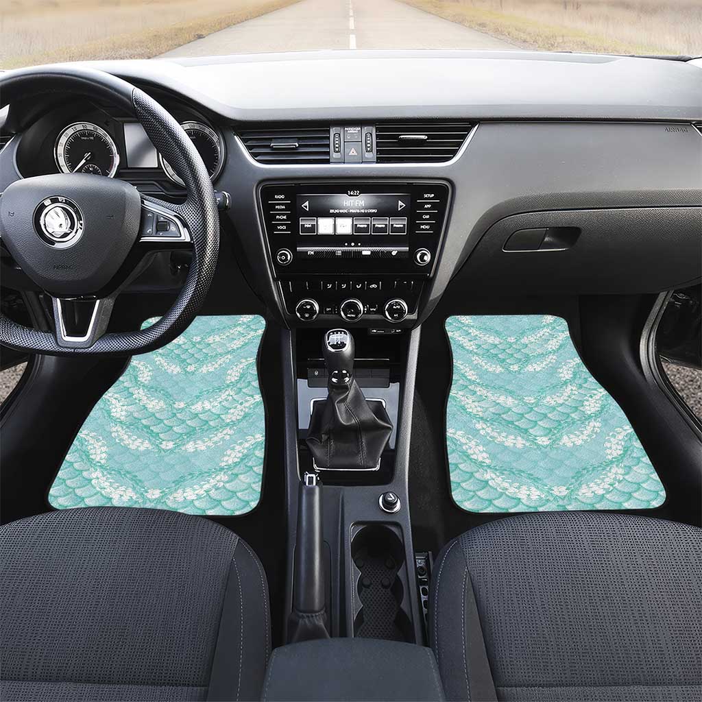 Light Turquoise Mermaid Puakenikeni Maile Lei Car Mats