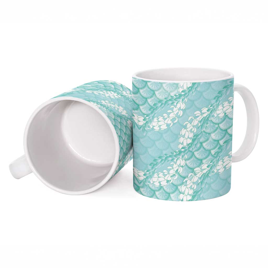 Light Turquoise Mermaid Puakenikeni Maile Lei Ceramic Mug LT01 - Polynesian Pride