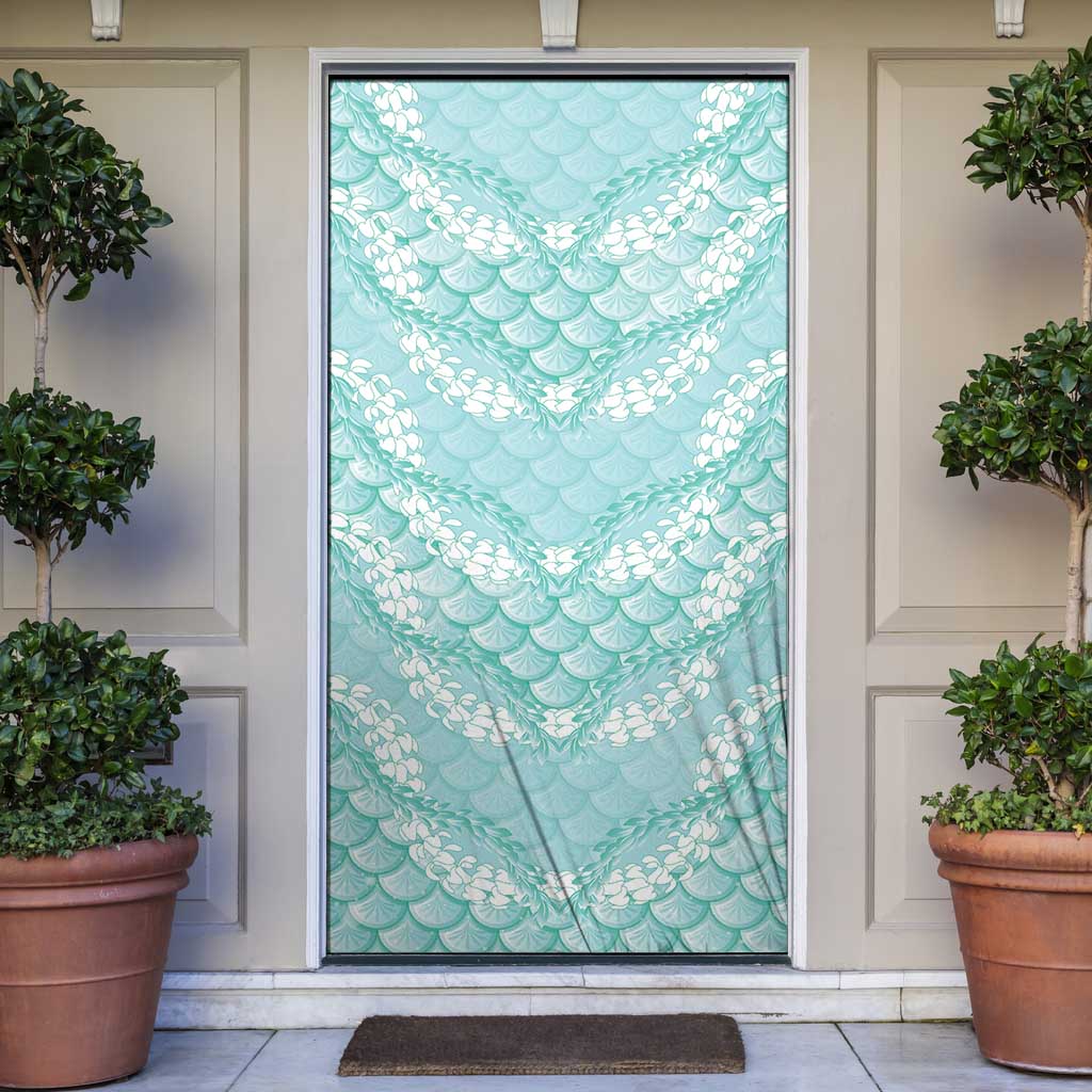 Light Turquoise Mermaid Puakenikeni Maile Lei Door Cover