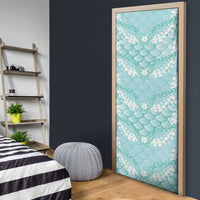 Light Turquoise Mermaid Puakenikeni Maile Lei Door Cover
