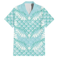 Light Turquoise Mermaid Puakenikeni Maile Lei Hawaiian Shirt
