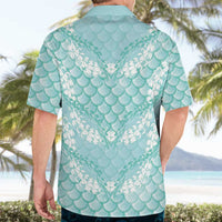 Light Turquoise Mermaid Puakenikeni Maile Lei Hawaiian Shirt