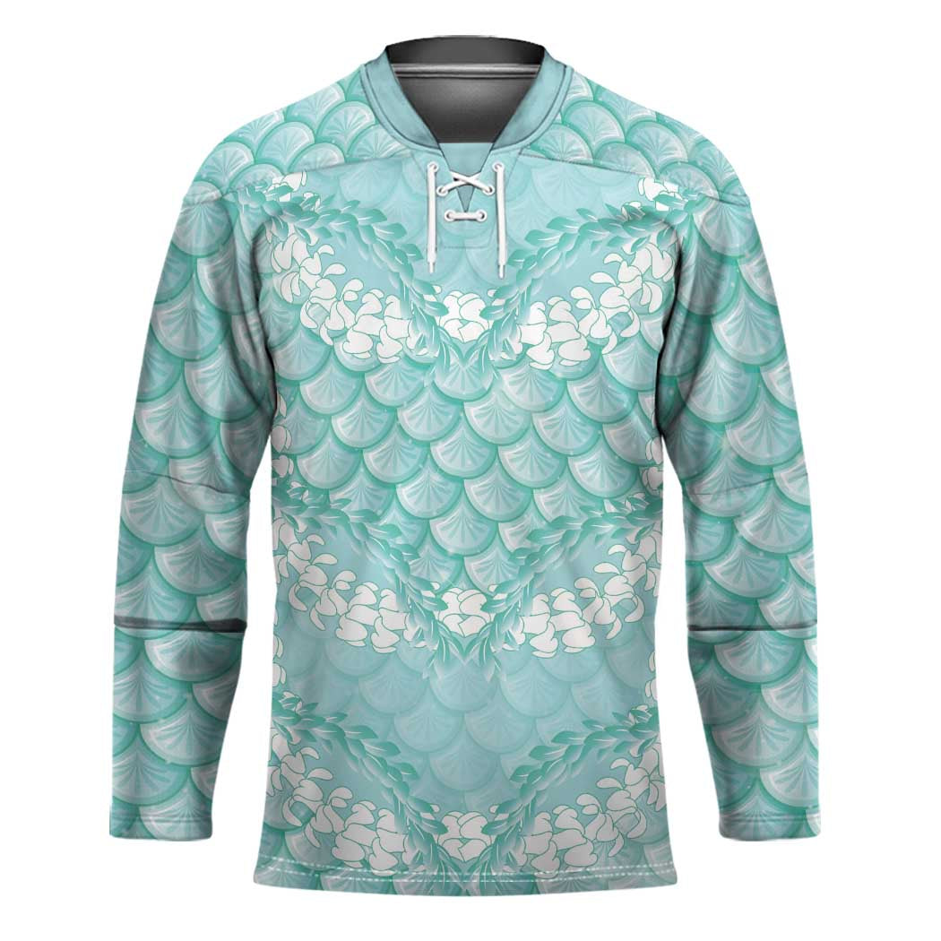 Light Turquoise Mermaid Puakenikeni Maile Lei Hockey Jersey