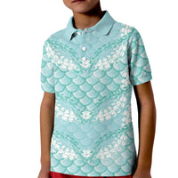Light Turquoise Mermaid Puakenikeni Maile Lei Kid Polo Shirt