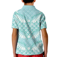 Light Turquoise Mermaid Puakenikeni Maile Lei Kid Polo Shirt