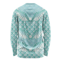 Light Turquoise Mermaid Puakenikeni Maile Lei Long Sleeve Shirt