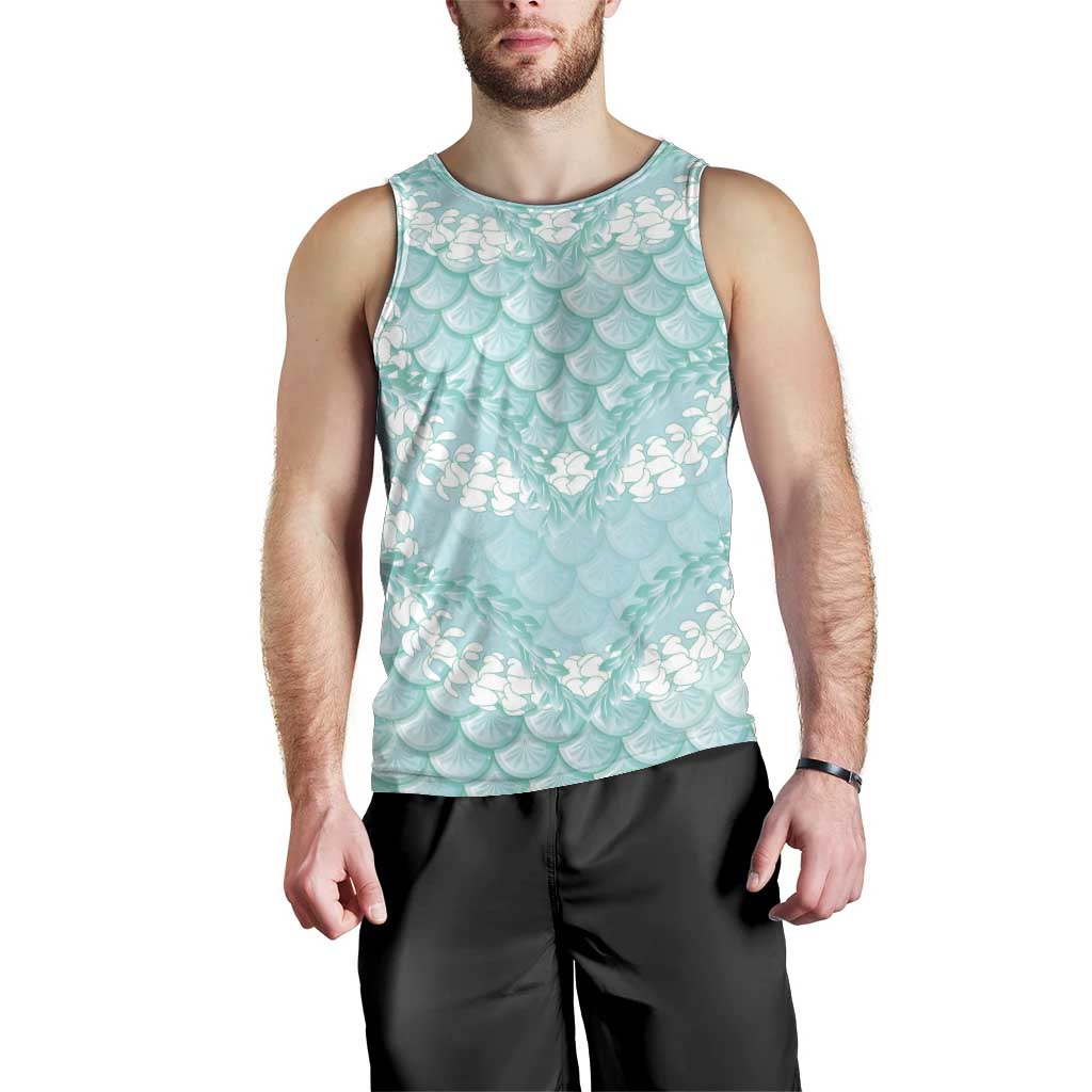 Light Turquoise Mermaid Puakenikeni Maile Lei Men Tank Top
