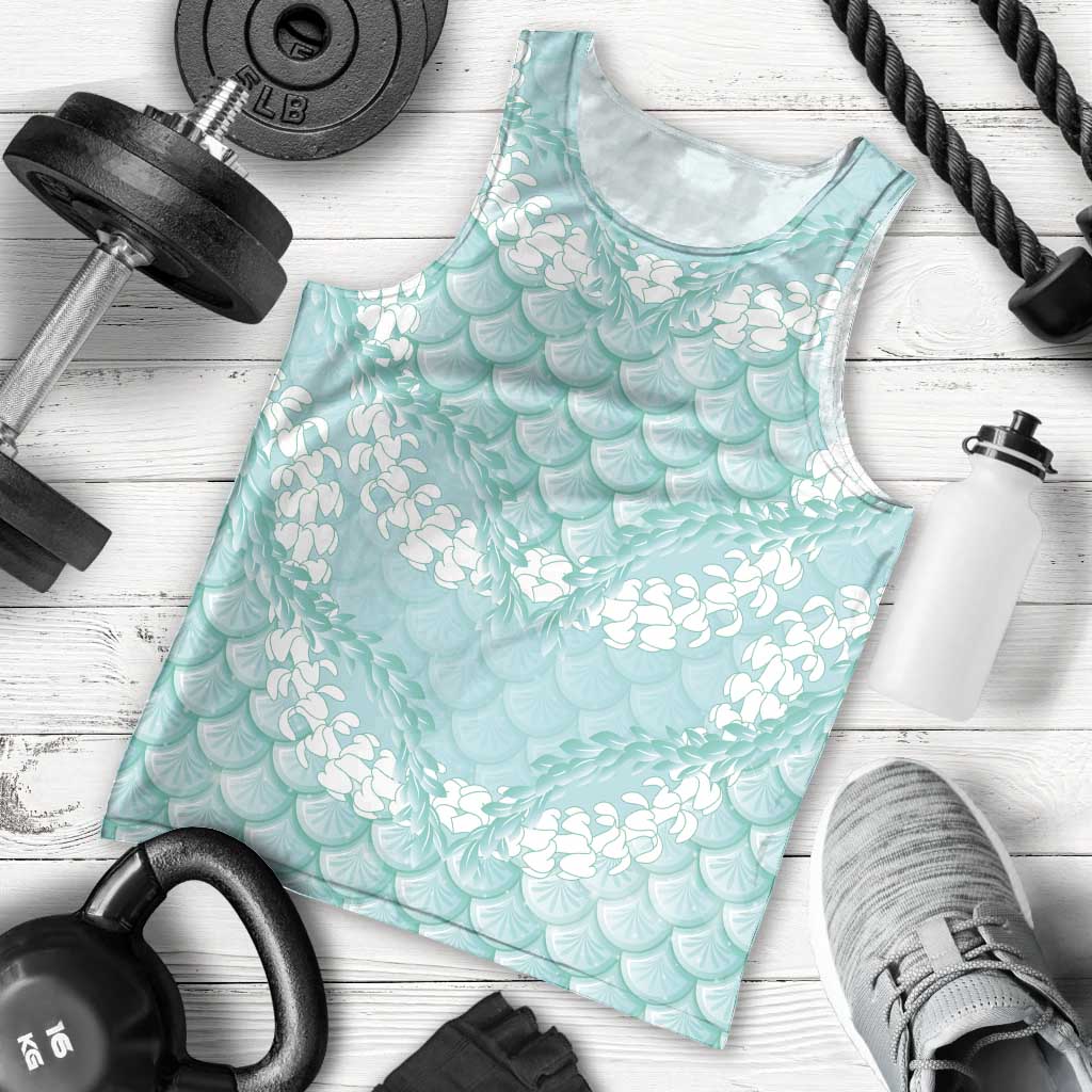 Light Turquoise Mermaid Puakenikeni Maile Lei Men Tank Top