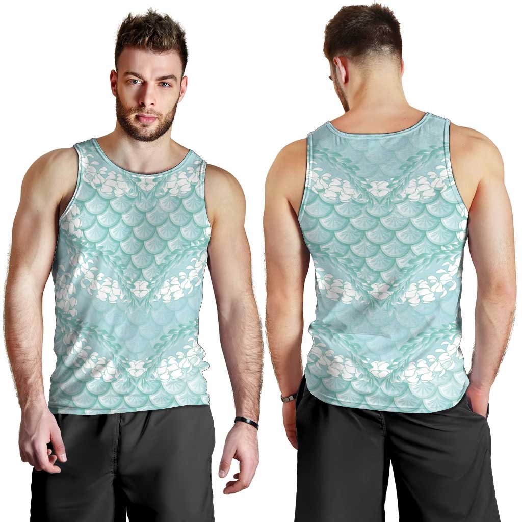 Light Turquoise Mermaid Puakenikeni Maile Lei Men Tank Top