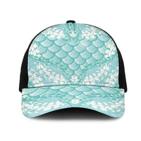 Light Turquoise Mermaid Puakenikeni Maile Lei Mesh Trucker Cap