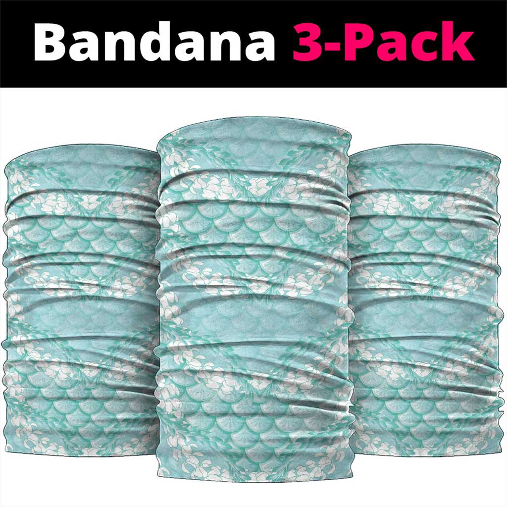 Light Turquoise Mermaid Puakenikeni Maile Lei Neck Gaiter LT01 package One Size: 25*50cm Turquoise - Polynesian Pride