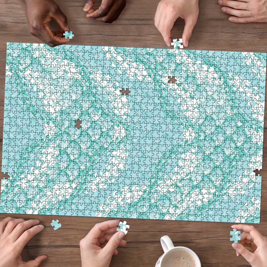 Light Turquoise Mermaid Puakenikeni Maile Lei Puzzle