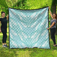 Light Turquoise Mermaid Puakenikeni Maile Lei Quilt