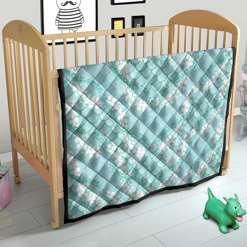 Light Turquoise Mermaid Puakenikeni Maile Lei Quilt