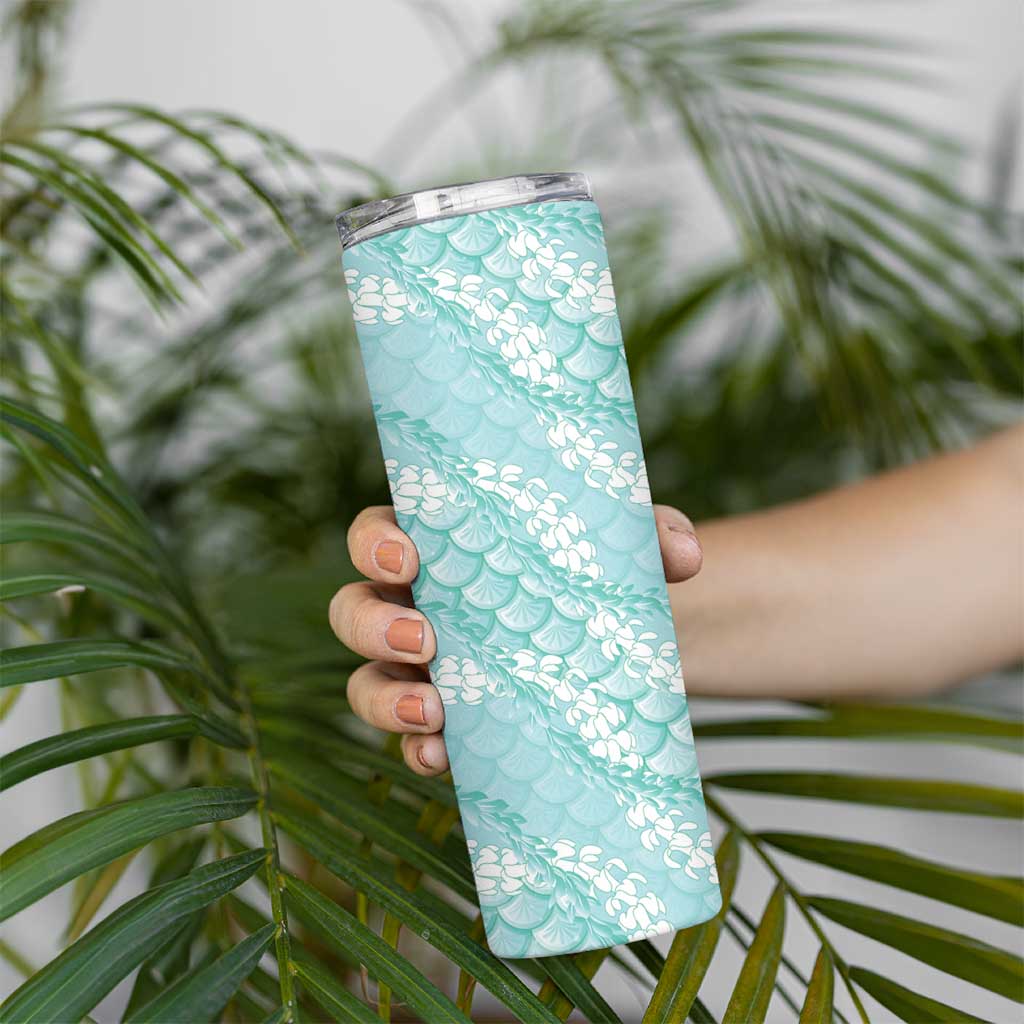 Light Turquoise Mermaid Puakenikeni Maile Lei Skinny Tumbler