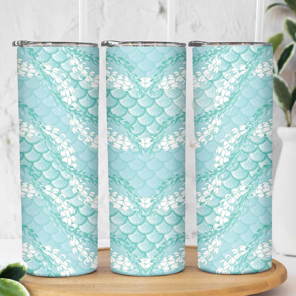 Light Turquoise Mermaid Puakenikeni Maile Lei Skinny Tumbler