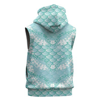 Light Turquoise Mermaid Puakenikeni Maile Lei Sleeveless Zip Hoodie