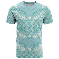 Light Turquoise Mermaid Puakenikeni Maile Lei T Shirt