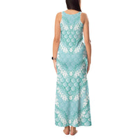 Light Turquoise Mermaid Puakenikeni Maile Lei Tank Maxi Dress