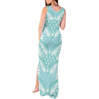 Light Turquoise Mermaid Puakenikeni Maile Lei Tank Maxi Dress