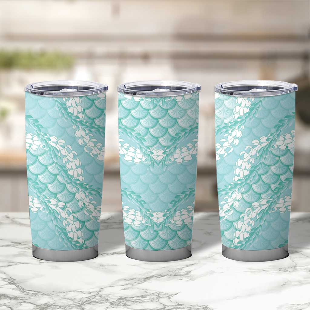 Light Turquoise Mermaid Puakenikeni Maile Lei Tumbler Cup