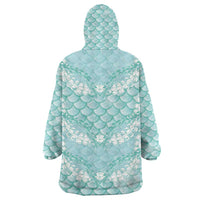 Light Turquoise Mermaid Puakenikeni Maile Lei Wearable Blanket Hoodie